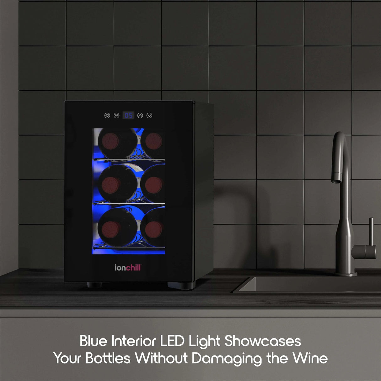 6-Bottle Wine Cooler, 13-Liter Mini Fridge with Wine Rack and Temperature Control - Julia M LifeStyles