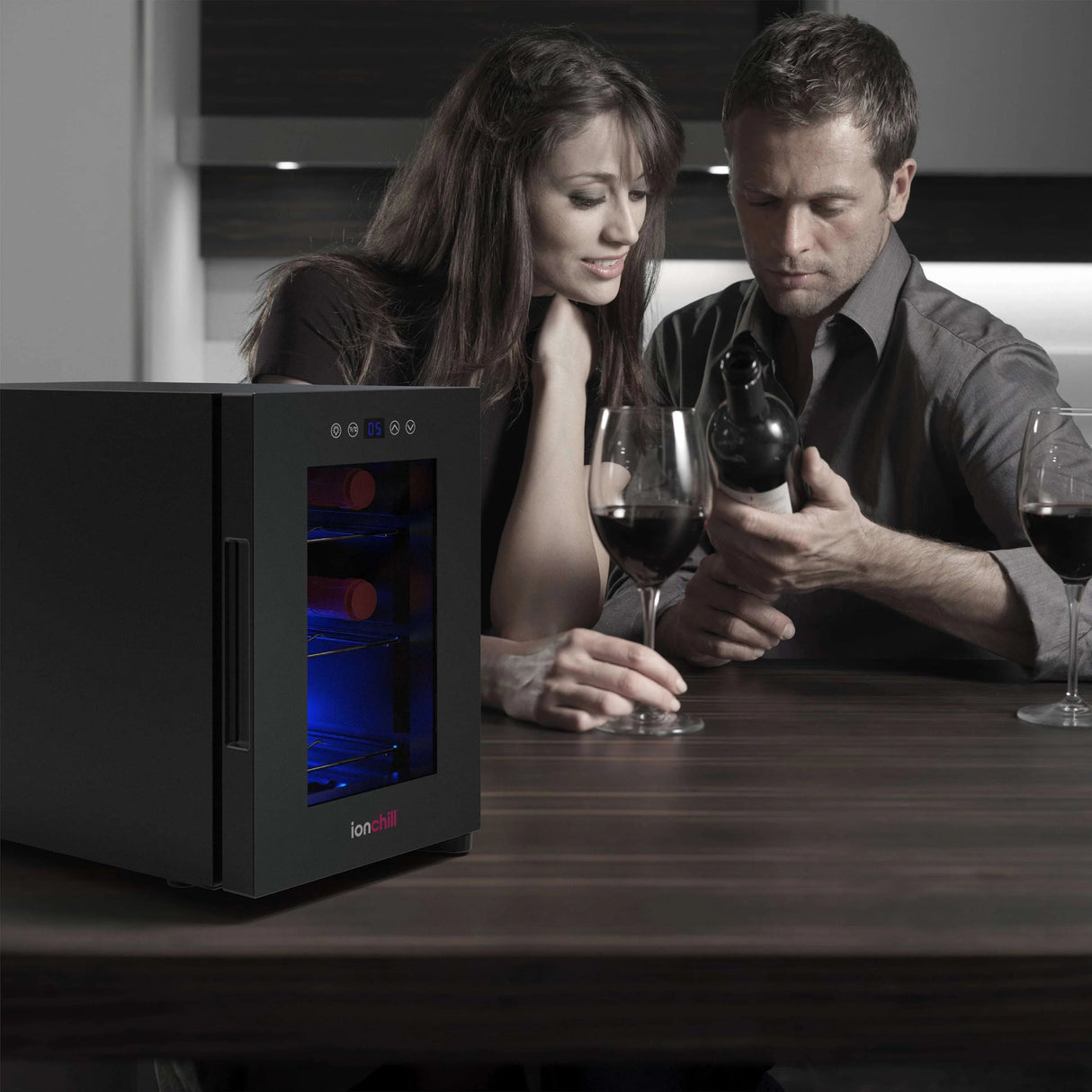 6-Bottle Wine Cooler, 13-Liter Mini Fridge with Wine Rack and Temperature Control - Julia M LifeStyles