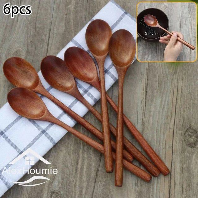 6 - Piece Korean Style Wooden Spoon Set - Julia M LifeStyles