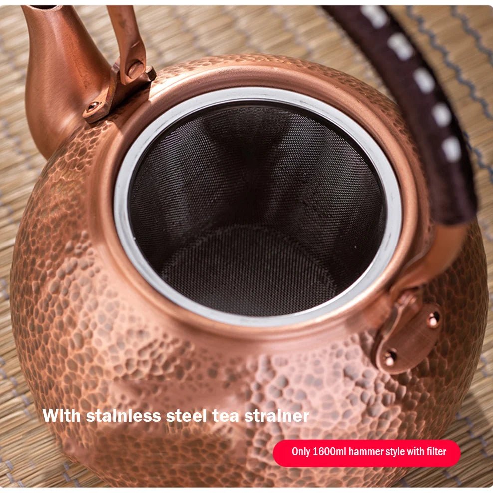 600/1200/1600ml Pure Copper Boiling Tea Kettle Retro Style Handmade Copper Pot Large Capacity Health Care Teapot Boiling Kettle - Julia M LifeStyles