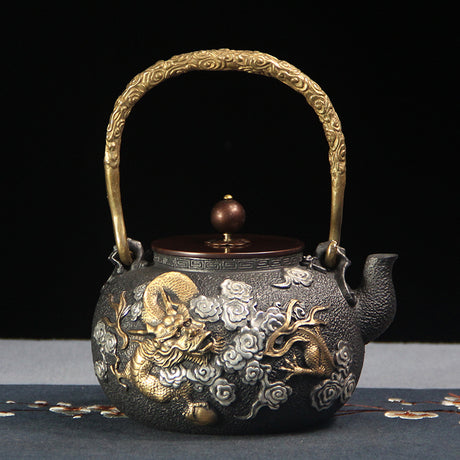 Opulent Dragon and Phoenix Gilt Iron Pot eletric pottery iron pot Julia M LifeStyles Yun Zhonglong  