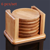 6PCS Bamboo Coaster Set - Modern Style Round Cup Rests 🎍 - Julia M LifeStyles