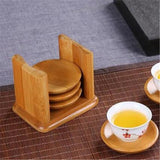 6PCS Bamboo Coaster Set - Modern Style Round Cup Rests 🎍 - Julia M LifeStyles