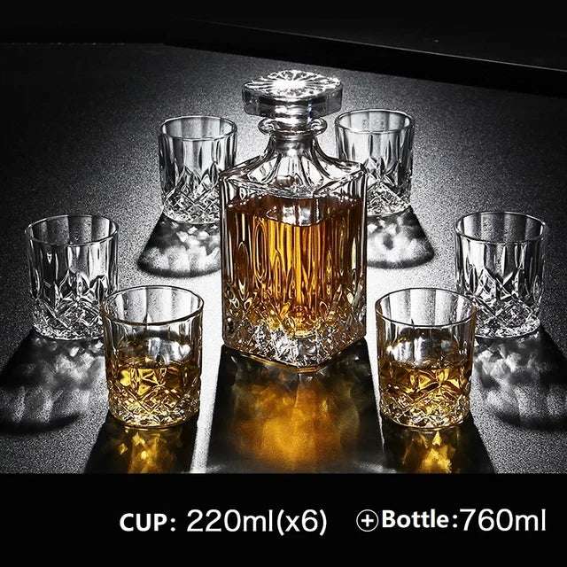 Crystal Glass Wine Decanter Set whiskey glasses Julia M Home & Kitchen B bottle an 6cup  
