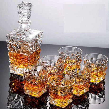 Crystal Glass Wine Decanter Set whiskey glasses Julia M Home & Kitchen   