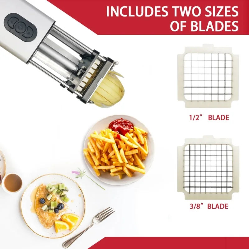 Electric French Fry Cutter with Stainless Steel Blades - Time-Saving and Safe Electric French Fry Cutter With Blades Julia M LifeStyles   