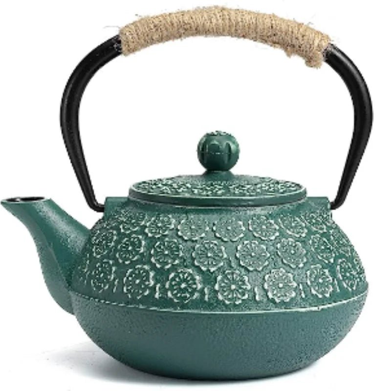 900ML Cast Iron Teapot Sakura Pattern Tea Kettle With Tea - Strainer - Julia M LifeStyles