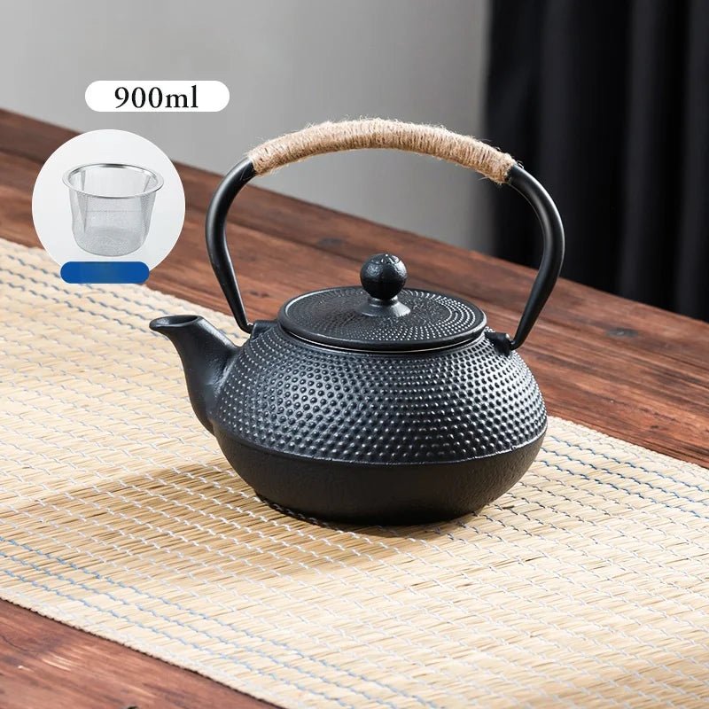 900ML Cast Iron Teapot Sakura Pattern Tea Kettle With Tea - Strainer - Julia M LifeStyles