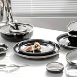 Black Silver Edge Tableware Set - Elegance and Sophistication Dinnerware Sets Julia M Home & Kitchen   