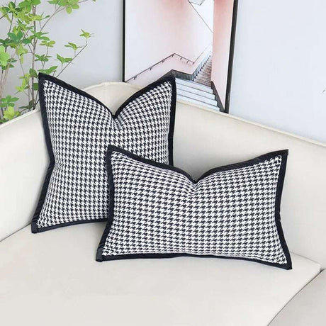 Black and White Houndstooth Check Pillow throw pillows Julia M Home & Kitchen   