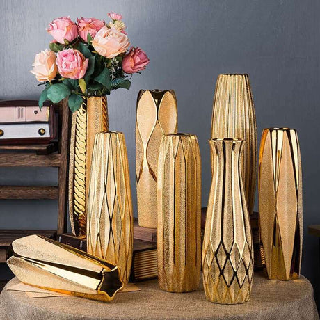 Golden Elegance Ceramic Vase Decor Julia M Home & Kitchen   