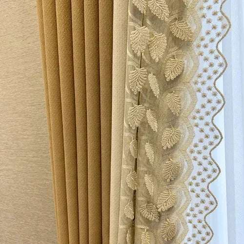 Chenille Embroidered Curtain Curtains Julia M Home & Kitchen A-1pcs W200cm H200cm Hook