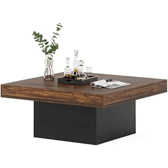 Rustic Brown LED Square Coffee Table coffee tables Julia M Home & Kitchen United States  