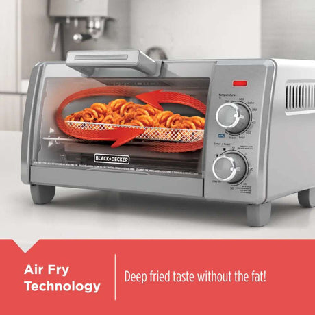 Silver & Black Air Fry Toaster Oven Toaster Oven, Julia M Home & Kitchen   