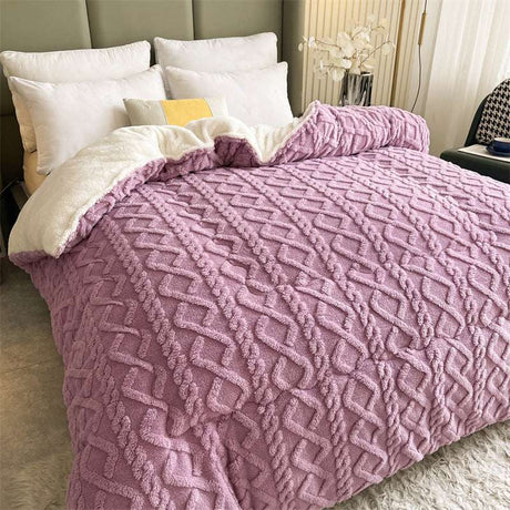Luxury Plush Quilt - Ultimate Warmth super warm lamb quilt winter blanket Julia M Home & Kitchen Purple A 