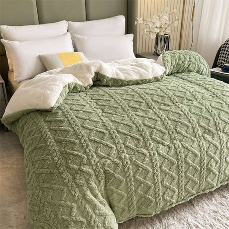 Luxury Plush Quilt - Ultimate Warmth super warm lamb quilt winter blanket Julia M Home & Kitchen Green A 