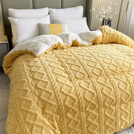 Luxury Plush Quilt - Ultimate Warmth super warm lamb quilt winter blanket Julia M Home & Kitchen Yellow A 