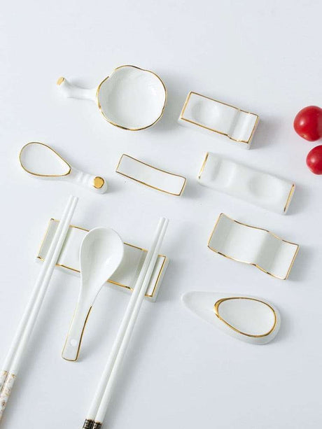 Gold-painted Ceramic Chopstick Rest kitchen tools & utensils Julia M Home & Kitchen   