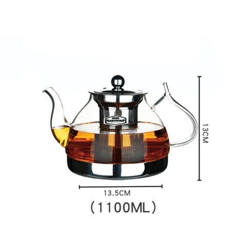 Clear Glass Teapot with 1.2L Capacity - Heat Resistant & Multifunctional glass teapot Julia M Home & Kitchen 1100ml  