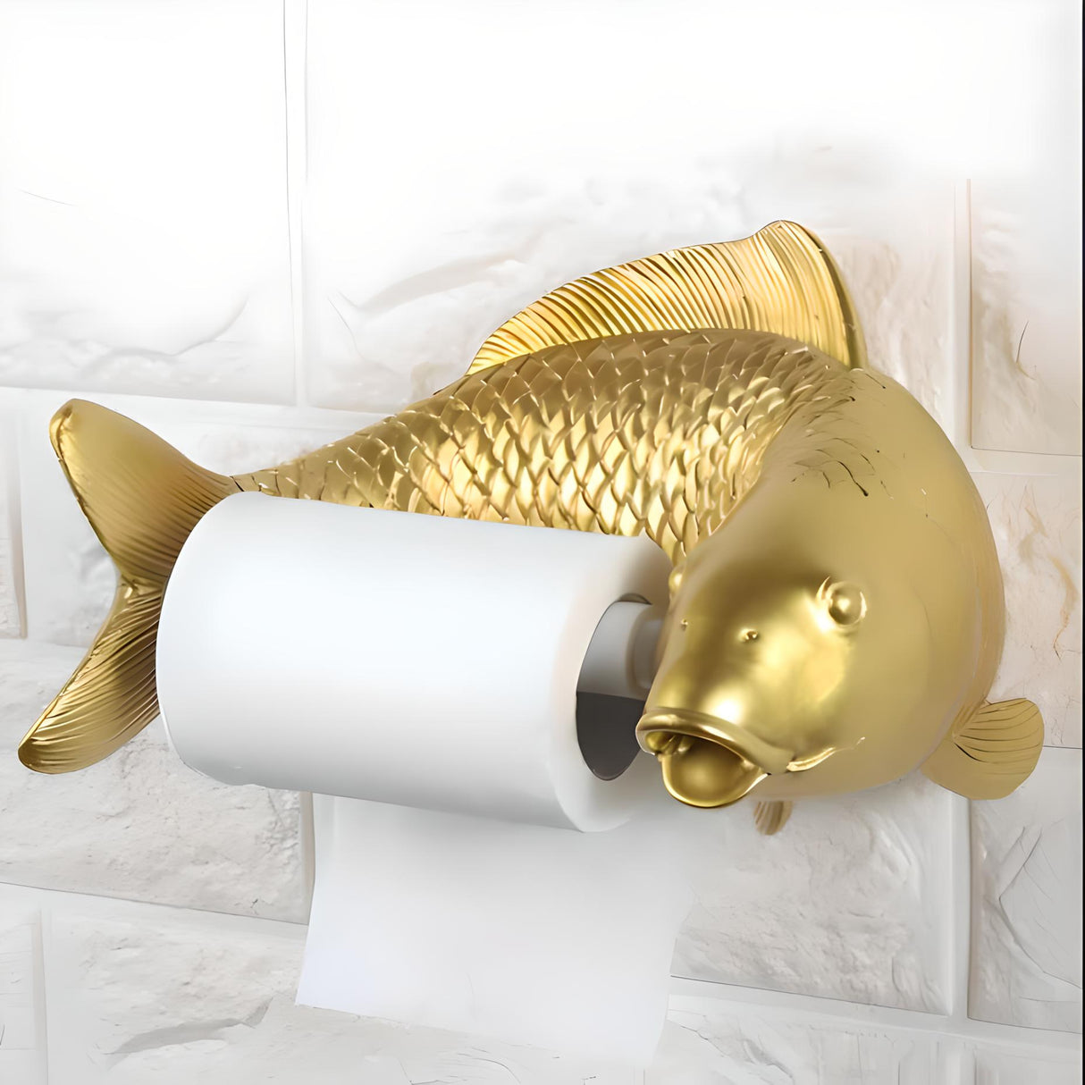 Gold Fish Creative Toilet Paper Roll Holder toilet paper holder Julia M Home & Kitchen Gold  
