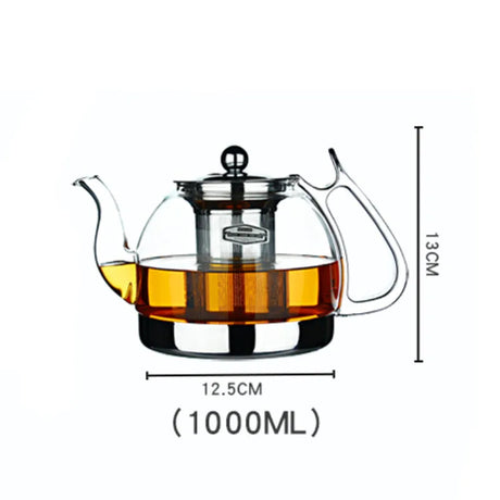Clear Glass Teapot with 1.2L Capacity - Heat Resistant & Multifunctional glass teapot Julia M Home & Kitchen 1000ml  