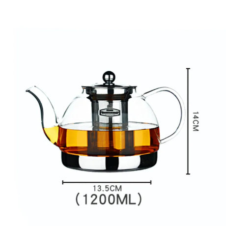 Clear Glass Teapot with 1.2L Capacity - Heat Resistant & Multifunctional glass teapot Julia M Home & Kitchen 1200ml  