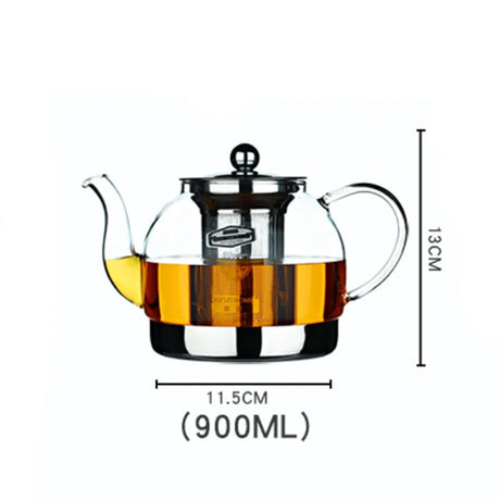 Clear Glass Teapot with 1.2L Capacity - Heat Resistant & Multifunctional glass teapot Julia M Home & Kitchen 900ml  