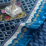 Blue Black Silk Satin Luxury Royal Bedding set Queen King size Bed set Bed/Flat sheet Bed spread set Pillowcase Duvet cover - Julia M LifeStyles