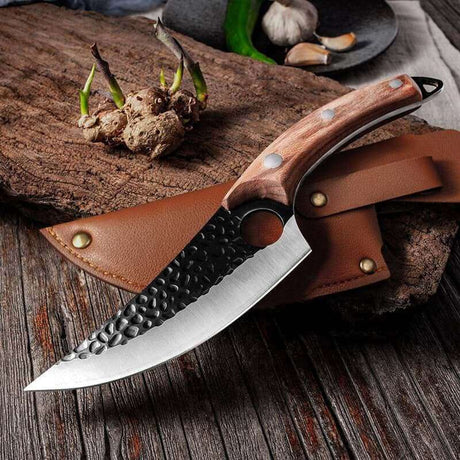 Handmade Stainless Steel Kitchen and Outdoor Knife Kitchen Knives Handmade Julia M Home & Kitchen Brown with PU cover  
