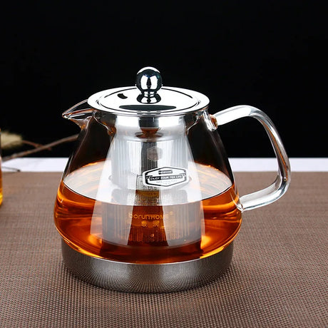 Clear Glass Teapot with 1.2L Capacity - Heat Resistant & Multifunctional glass teapot Julia M Home & Kitchen   