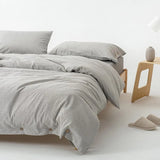 Ultra Soft 100% Washed Cotton Grey Stripe Duvet Cover Set with Sheet & Pillowcases - Julia M LifeStyles