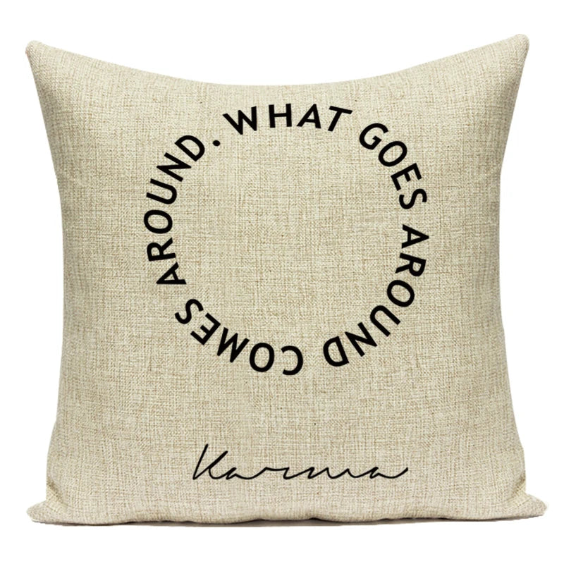 Motto Letters Printed Home Decor Cushion Covers Polyester Black White Pillow Cover Sofa Bed Car Decorative Pillow Case motto letters pillow cases Julia M Home & Kitchen 25 40x40cm 