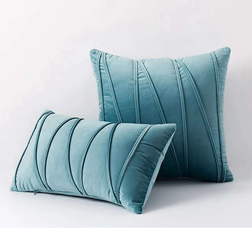 Velvet Colorful Cushion Cover pillow covers Julia M Home & Kitchen 8 aqua green 30x50cm no filling 