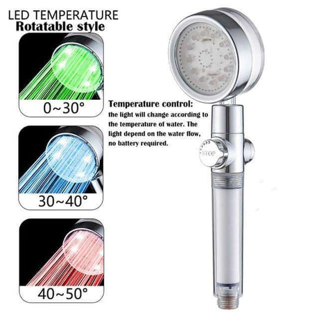LED Hand Shower Head with Water Saving Filter High Pressure Rainfall Nozzle Bathroom Accessory Mounts Julia M Home & Kitchen Burgundy  