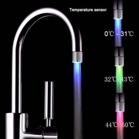 LED Temperature Sensitive 3-Color Light-up Faucet Kitchen Bathroom Glow Water Saving LED Faucet Julia M Home & Kitchen temperature type  