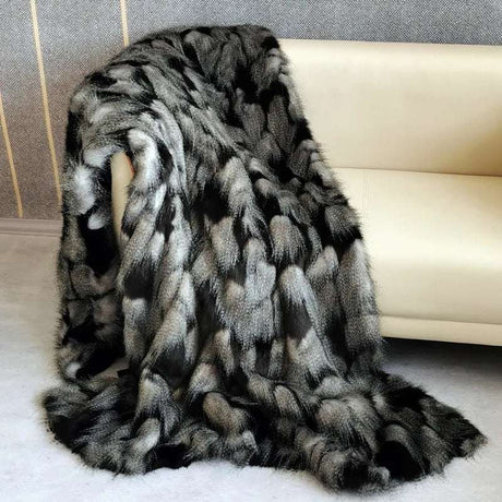Luxury Plush Peacock Fur Blanket high end blanket Julia M Home & Kitchen   