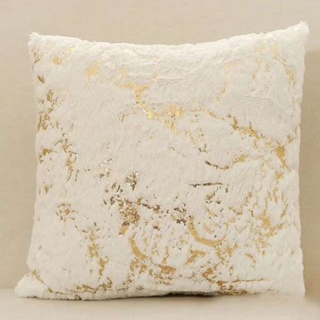 Luxury Golden Plush Fur Cushion Cover throw pillows Julia M Home & Kitchen beige  