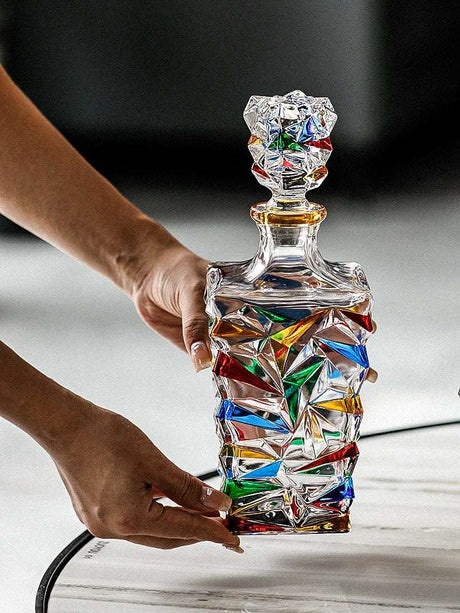 Luxury Hand-Painted Crystal Wine Decanter Set Whiskey Red Wine Bottle Wine Divider Decanter Set Julia M Home & Kitchen   