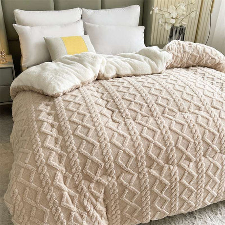 Luxury Plush Quilt - Ultimate Warmth super warm lamb quilt winter blanket Julia M Home & Kitchen Khaki A 
