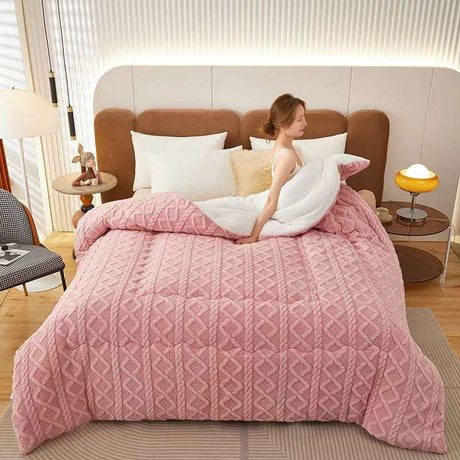 Luxury Plush Quilt - Ultimate Warmth super warm lamb quilt winter blanket Julia M Home & Kitchen Pink G 