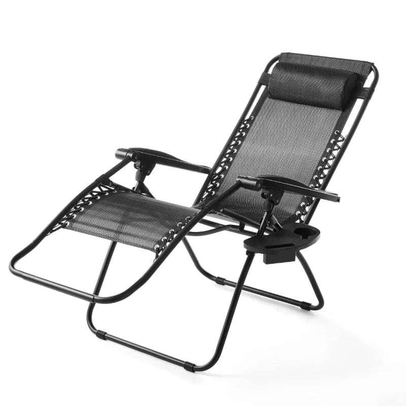 Black Zero Gravity Chair Lounger Set zero gravity chair lounger Julia M Home & Kitchen   
