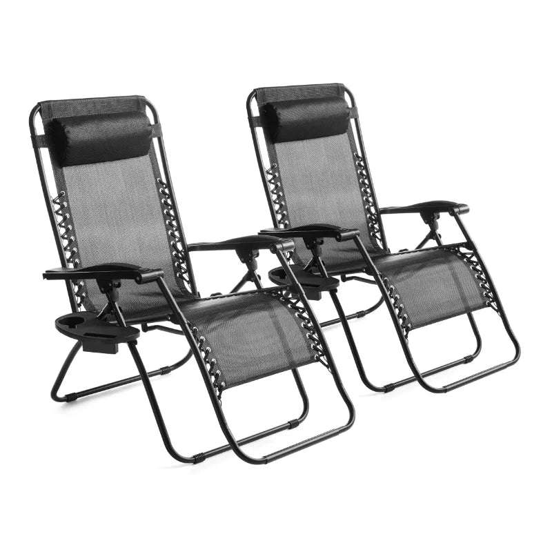Black Zero Gravity Chair Lounger Set zero gravity chair lounger Julia M Home & Kitchen Black United States 