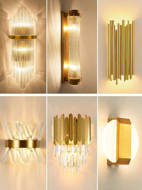 Modern Light Luxury Crystal Gold Wall Lamps wall light fixtures Julia M Home & Kitchen   