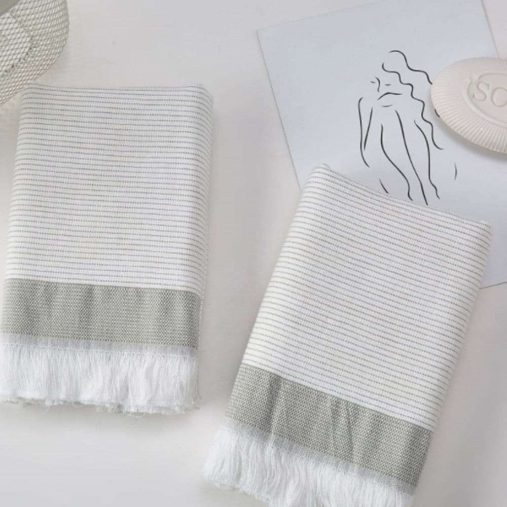 Multifunctional Household Striped Cotton Absorbent Towel towels Julia M Home & Kitchen green 34X75CM 1pc