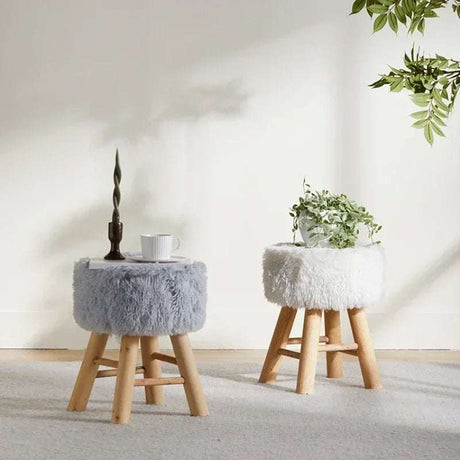 Nordic Fur Makeup Stool 🌟 foot stool Julia M Home & Kitchen   