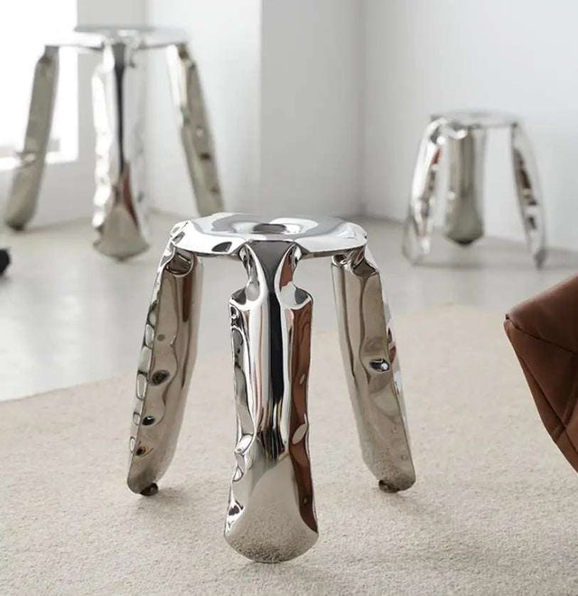 Nordic Steel Minimalist Footstool stainless steel plopp chair Julia M Home & Kitchen   