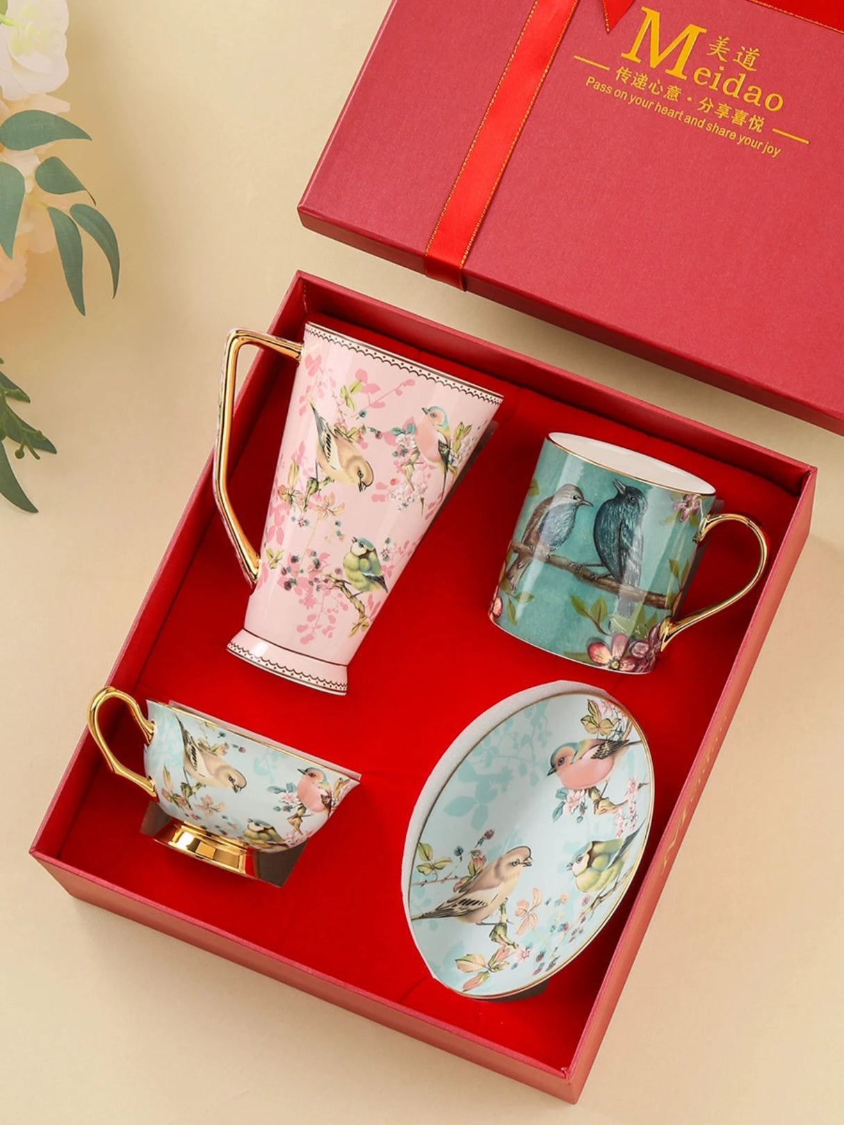 Exquisite European Bone China Coffee Cup Set in Luxury Gift Box - Julia M LifeStyles