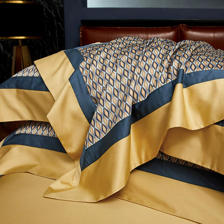 Premium Pima Cotton 4-Piece Bed Sheet Set in Geometric Design