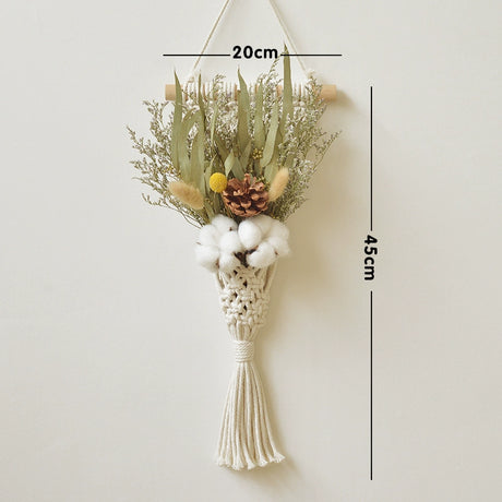 Hand - Woven Cotton Rope Tapestry with Dried Flower Pocket - Julia M LifeStyles