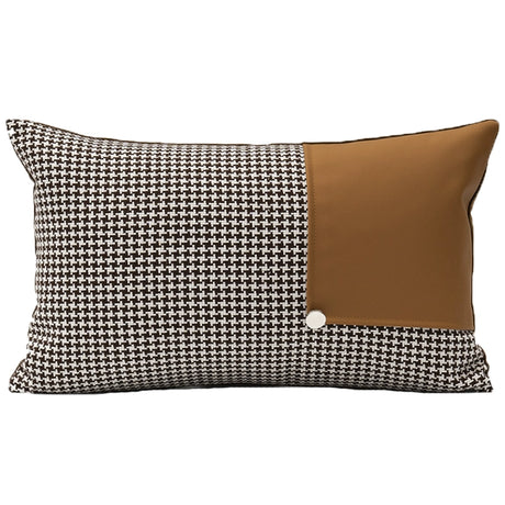 American Modern Light Luxury Retro Houndstooth Leather Patchwork Sofa Model Room Designer Pillow Cushion with Pillow Core - Julia M LifeStyles